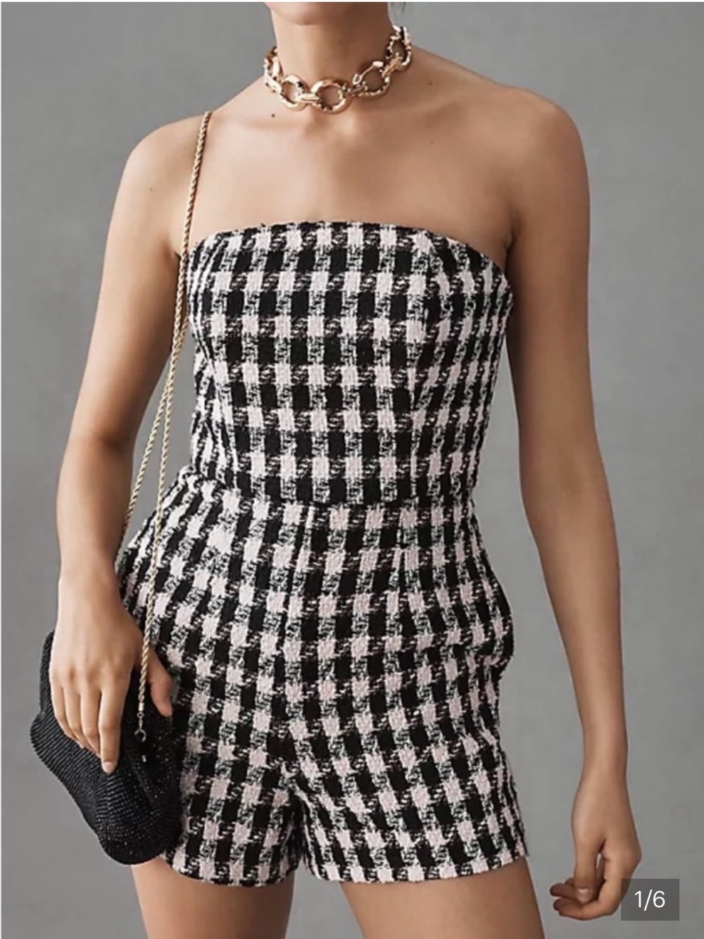 Anthropologie Hutch Strapless Tweed Romper Size 8